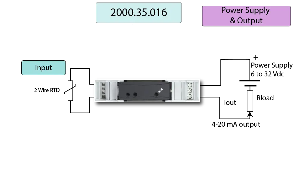 DIN Rail 2 Wire RTD data logger wiring diagram